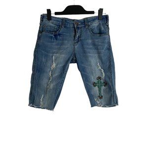 Cowgirl Tuff Co. Victory Cream Capri Jeans Women's Size 27 Cut Off Medium Wash